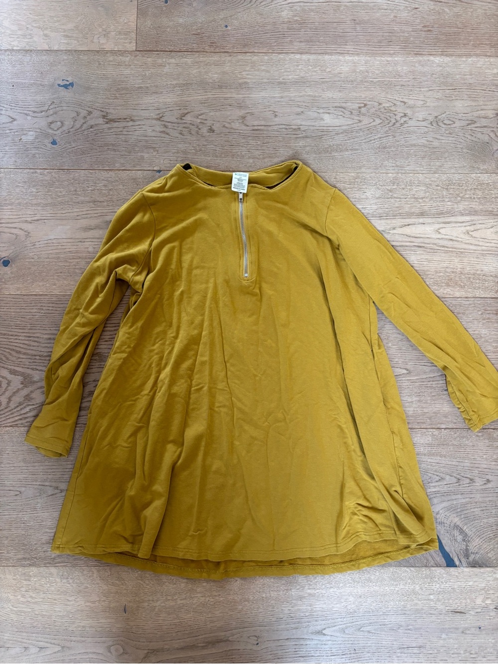 Orange Almost Naked Mustard Yellow Tunic, L/XL, Art Teacher, Lagenlook, Eco
